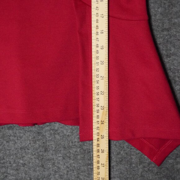 BCBGMaxAzaria Raspberry Red Short Sleeve Knit Peplum Top - Picture 5 of 7